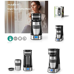 NEDIS Cafetière Machine à café 1 MUG DE VOYAGE 0.42l Fonction au chaud minuterie Noir Argent 