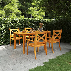 Salle à manger de jardin 5 pcs,Table et chaise à dîner Bois d'acacia solide -MN13969