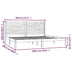 vidaXL Cadre de lit sans matelas noir 180x200 cm bois massif pas cher