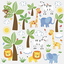 Thedecofactory ANIMAUX DE LA JUNGLE - Stickers repositionnables sur le thème des animaux de la jungle