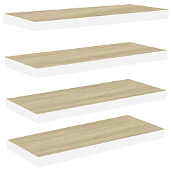 vidaXL Étagères flottantes 4 pcs chêne et blanc 60x23,5x3,8 cm MDF