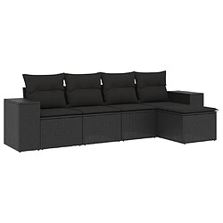 Maison Chic Salon de jardin 5 pcs avec coussins | Ensemble de Table et chaises | Mobilier d'Extérieur noir résine tressée -GKD21429