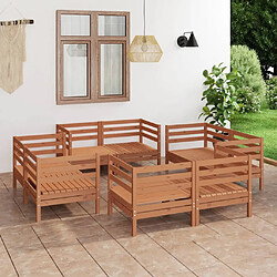 Maison Chic Salon de jardin 8 pcs - Table et chaises d'extérieur - Mobilier/Meubles de jardin Moderne Marron miel Bois de pin massif -MN86494