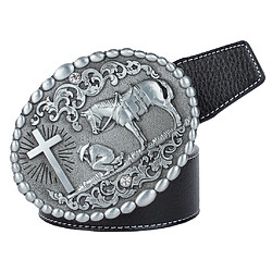 hommes western ceinture en cuir chevalier cheval croix crâne cowboy boucle noir