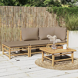 Maison Chic Salon de jardin 3 pcs avec coussins | Ensemble de Table et chaises | Mobilier d'Extérieur taupe bambou -GKD89723