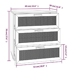 vidaXL Buffet Noir 60x30x70 cm Bois de pin massif et rotin naturel pas cher