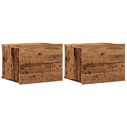 vidaXL Tables de chevet murales 2 pcs vieux bois 40x32x30 cm