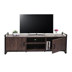 Mendler Meuble TV HWC-F58, table basse TV, compartiment de rangement structure 3D design industriel marron 45x140x40cm