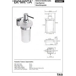 Bemeta - Maison De La Tendance Distributeur de savon liquide mural TASI en laiton chromé et en verre / 230 ml