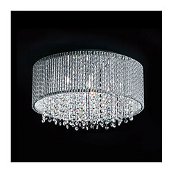 Luminaire Center Suspension en cristal Anabella argent Coloris : argent Coloris de l'abat jour : argent Matèriau : Alliage métallique Hauteur en Cm : 24 Diamètre en Cm : 43 IP : 20 Nombre d'ampoules : 7 Typ