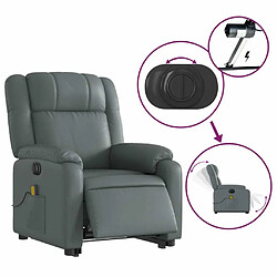 Maison Chic Fauteuil Relax pour salon, Fauteuil inclinable de massage électrique gris similicuir -GKD76611 pas cher