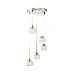 Luminaire Center Suspension Federico Chrome poli,verre 5 ampoules 150cm