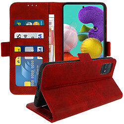 Avizar Housse Samsung Galaxy A51 Étui Folio Porte-cartes Fonction Support Rouge