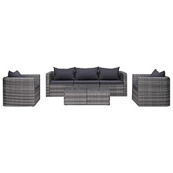 vidaXL Salon de jardin 6 pcs et coussins et oreillers Résine tressée