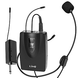 LinQ Microphone Serre Tête Sans Fil Design Lavalier avec Émetteur 30m Noir