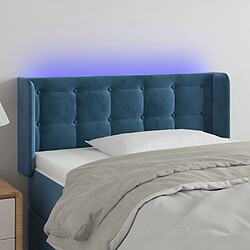 Maison Chic Tête de lit scandinave à LED,meuble de chambre Bleu foncé 83x16x78/88 cm Velours -MN45459