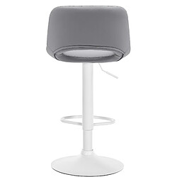 Acheter Decoshop26 Tabouret de bar chaise haute x1 avec repose-pieds en PVC gris piètement métallique blanc 10_0004587