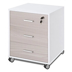 Webmarketpoint Commode de bureau avec trois tiroirs à roulettes Blanc Orme 50x41x h70 cm