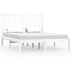 Maison Chic Lit adulte - Lit simple Cadre de lit,Structure du lit Contemporain Blanc Bois de pin massif 160x200 cm -MN57135