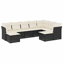 Maison Chic Salon de jardin 9 pcs avec coussins | Ensemble de Table et chaises | Mobilier d'Extérieur noir résine tressée -GKD90508