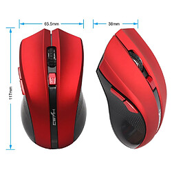 Souris sans fil usb 6 boutons 2.4g jeu optique 2400dpi réglable rouge