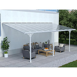 Avis Vente-Unique Carport pergola adossé en aluminium 18,8 m² blanc ALVARO