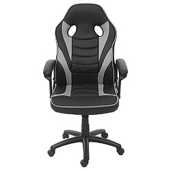 Decoshop26 Fauteuil chaise de bureau gamer sur roulettes forme ergonomique pivotant hauteur réglable synthétique noir / gris 04_0001837