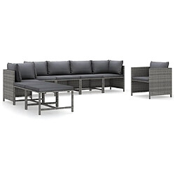 vidaXL Salon de jardin 8 pcs avec coussins Résine tressée Gris