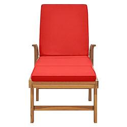 Acheter Maison Chic Chaise longue avec coussin | Bain de soleil Relax | Transat Bois de teck solide Rouge -GKD67778