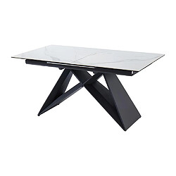 Vente-Unique Table à manger extensible LIBSY - 6 à 8 personnes - Céramique et Métal - Blanc de Maison Céphy pas cher