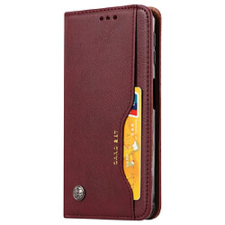 Wewoo Housse Coque Étui en cuir à rabat horizontal avec texture pour la peau Galaxy A50avec cadre photo et supportemplacements cartes et portefeuille vin rouge