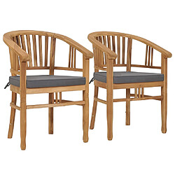 vidaXL Chaises de jardin avec coussins lot de 2 Bois de teck solide 