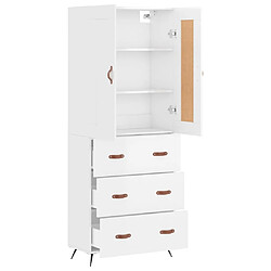 Avis vidaXL Buffet haut Blanc brillant 69,5x34x180 cm Bois d'ingénierie