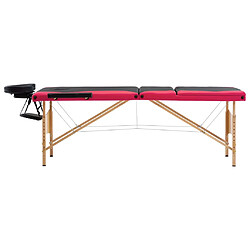 vidaXL Table de massage pliable 3 zones Bois Noir et rose