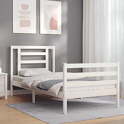 Avis Maison Chic Cadre/structure de lit avec tête de lit pour adulte - Lit Moderne Chambre blanc simple bois massif -MN75472