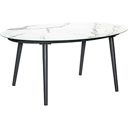 JardiLINE Table de jardin ovale plateau en verre céramique 6 personnes.