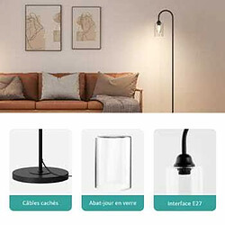 Avis EMKE Lampadaire Noir Design Moderne avec Interrupteur à pied Lampadaire en Verre E27 Style Minimaliste