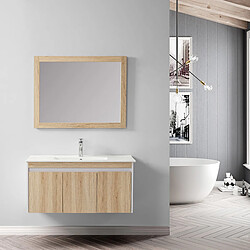 Wilsa Ensemble de salle de bain bois et blanc 99 cm