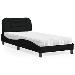 Avis Vidaxl Lit avec matelas noir 90x200 cm tissu