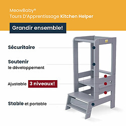 MeowBaby® Tour d’Apprentissage/ d’Observation en Bois Montessori Kitchen Helper, Naturel