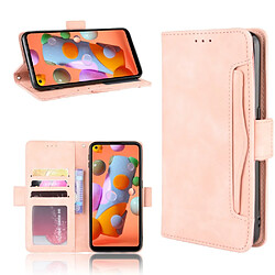 Etui en PU avec plusieurs porte-cartes rose pour votre Samsung Galaxy M11