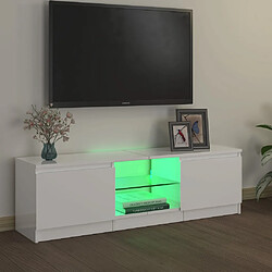 Avis vidaXL Meuble TV avec lumières LED blanc brillant 120x30x35,5 cm