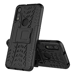 Coque en TPU peau de pneu avec béquille noir pour votre Motorola Moto E7