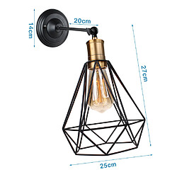 Acheter Stoex Applique Mural Industriel en Métal Cage forme Diamant Angle réglable Design Vintage Luminaire E27 Lampe de Plafond pour Chambre Café Restaurent Entrée Coul