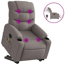 vidaXL Fauteuil inclinable de massage électrique Taupe Tissu