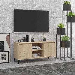 Maison Chic Meuble TV scandinave avec pieds - Banc TV pour salon en métal Chêne sonoma 103,5x35x50 cm -MN33662