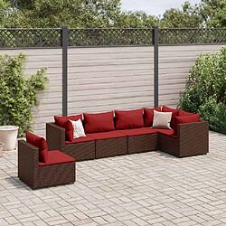 vidaXL Salon de jardin 6 pcs avec coussins Marron Résine tressée