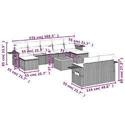 Avis Maison Chic Salon de jardin avec coussins 10 pcs | Ensemble de Table et chaises | Mobilier d'Extérieur gris résine tressée -GKD76765