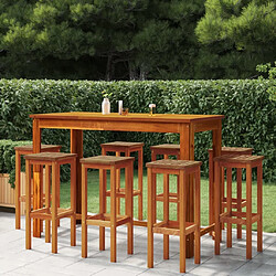 Maison Chic Table de bar et chaises d'extérieur 9 pcs,Ensemble de bar de jardin pour relax Bois d'acacia solide -GKD537984