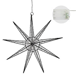 Acheter ECD Germany Étoile de Noël Décorative LED avec 50 LED Blanc Chaud, 50cm, Métal, Noir, Fonctionne sur Piles, Flocon de Neige Suspendue ou Posée, avec Minuterie, Intérieur, Décoration de Fenêtre Sapin